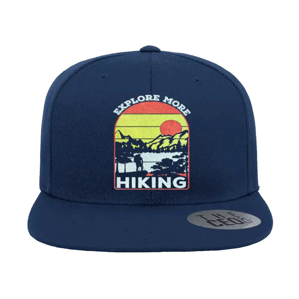 Explore More Hiking Embroidered Flat Bill Cap
