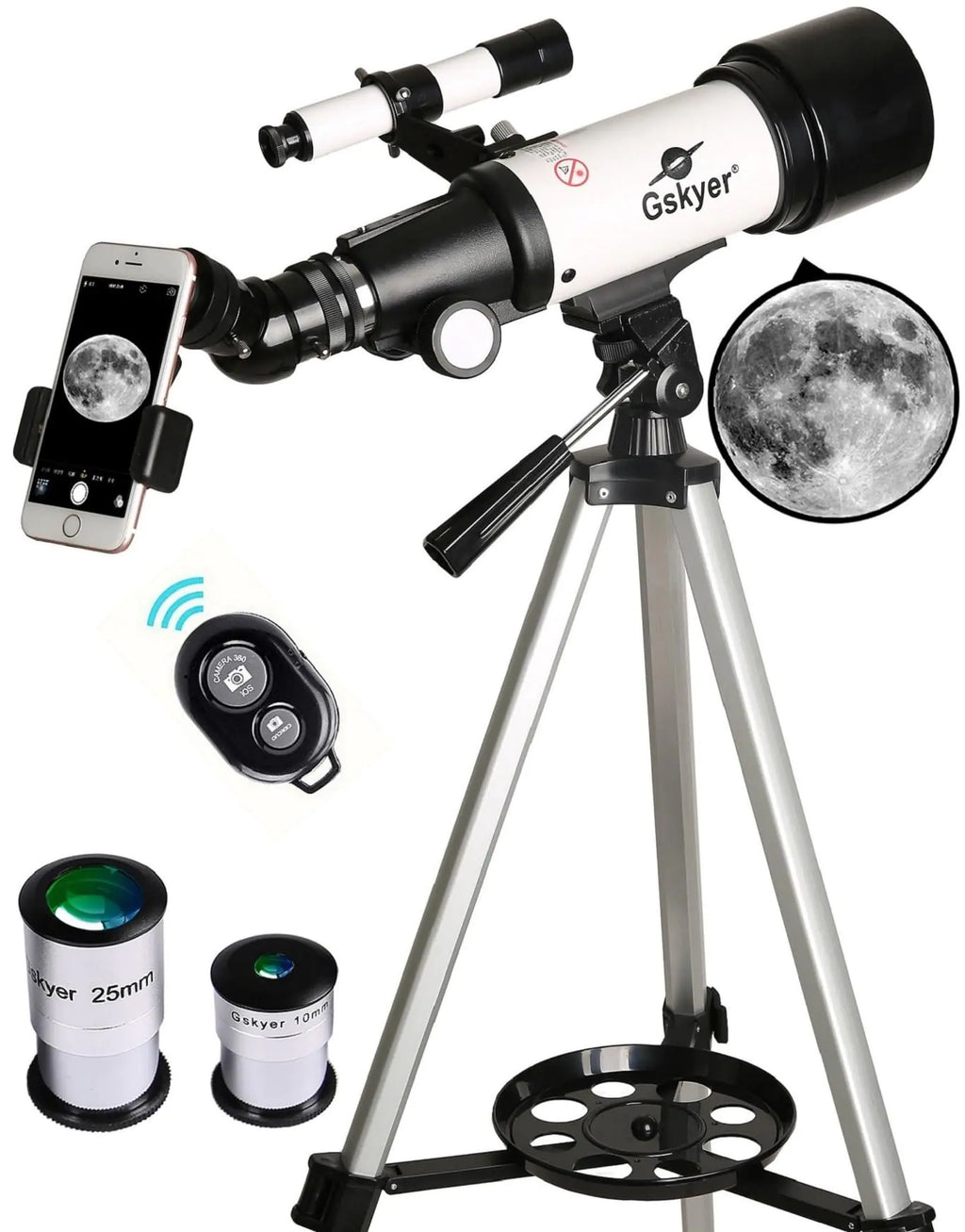 Gskyer Telescope 70mm Aperture 400mm AZ Mount Astronomical Refracting Telescope for Kids Beginners - Travel Telescope with Carry Bag Phone Adapter and Wireless Remote