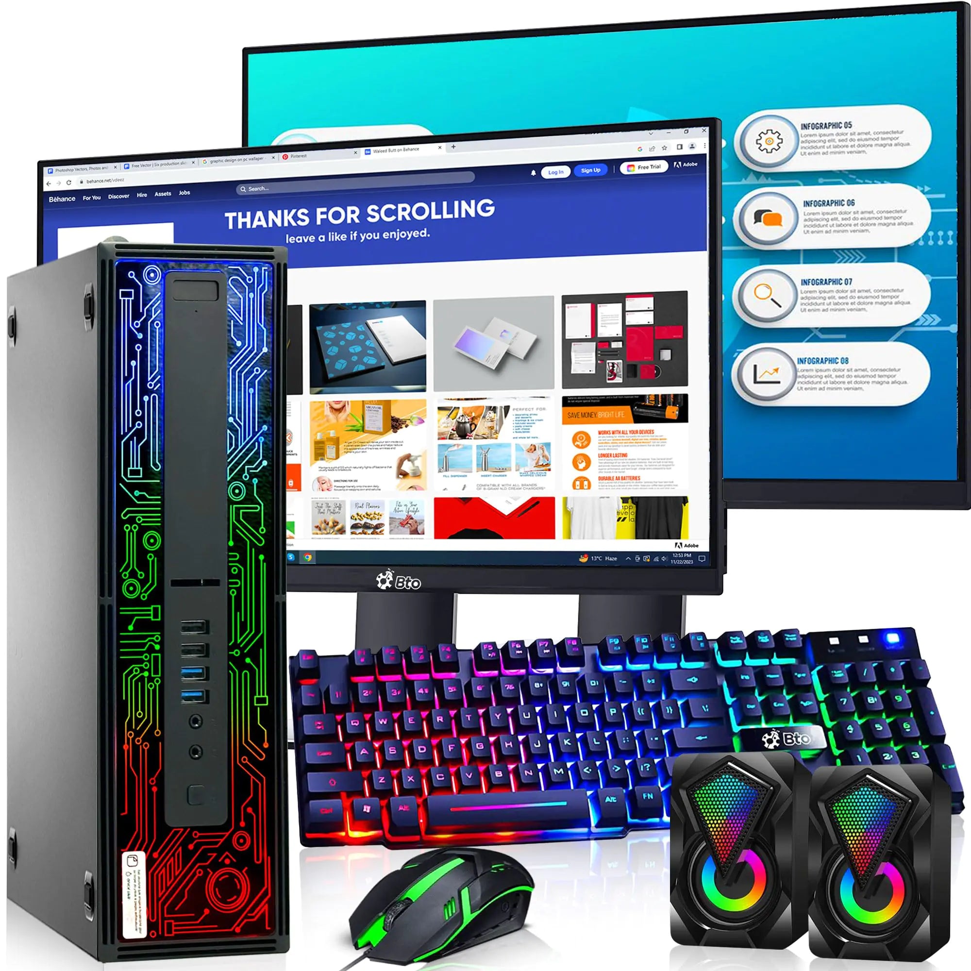 HP G2 RGB Gaming PC Desktop – Intel Core i5 6th Gen – 16GB DDR4 Ram. 1TB SSD – NVIDIA GTX 1050 Ti 4GB – Dual 22 Inch Monitors – RGB KB & Mouse – Windows 10 Pro – Computer Tower for PC Gamers (Renewed)