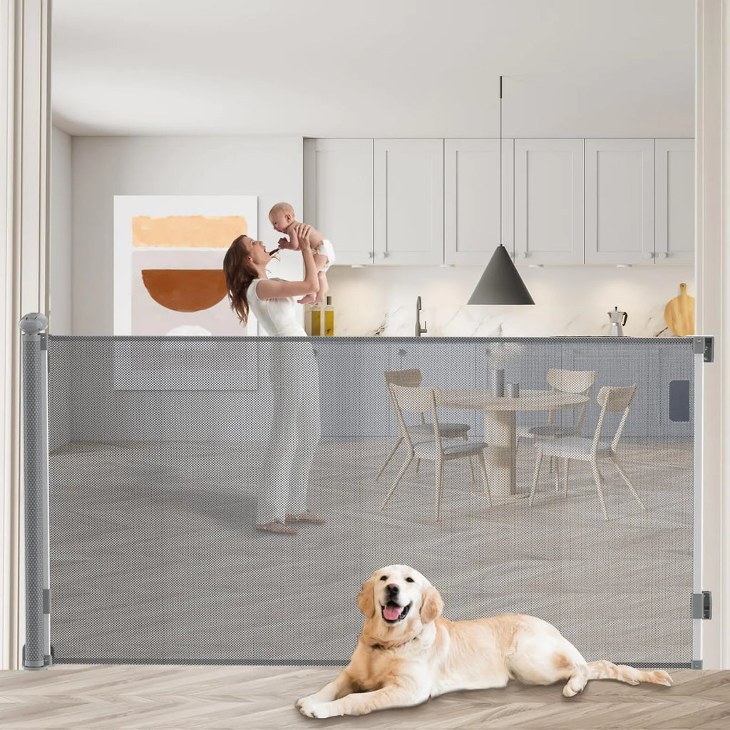 Retractable Baby Gate Mesh Baby Gate Dog Gate 33" Tall Extends up to 120" Wide Child Safety Gate for Doorways Stairs Hallways Indoor/Outdoor